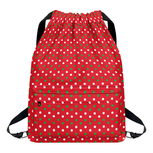Christmas Polka Dot Pattern Print Drawstring Backpack