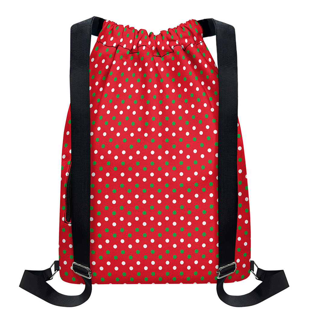 Christmas Polka Dot Pattern Print Drawstring Backpack