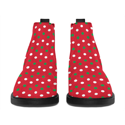 Christmas Polka Dot Pattern Print Flat Ankle Boots