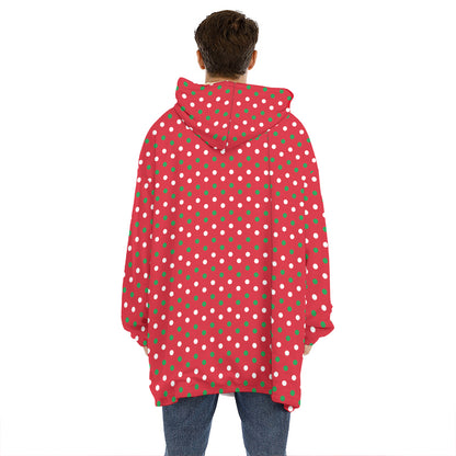 Christmas Polka Dot Pattern Print Hoodie Blanket