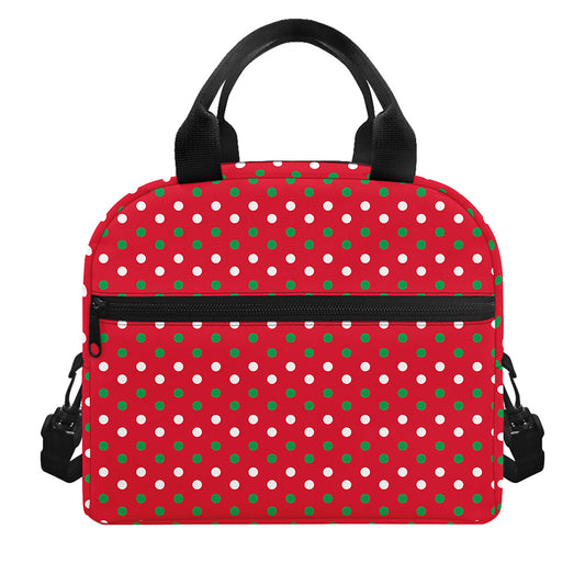 Christmas Polka Dot Pattern Print Insulated Lunch Bag