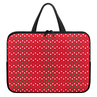 Christmas Polka Dot Pattern Print Laptop Sleeve With Handle