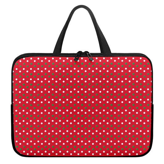 Christmas Polka Dot Pattern Print Laptop Sleeve With Handle