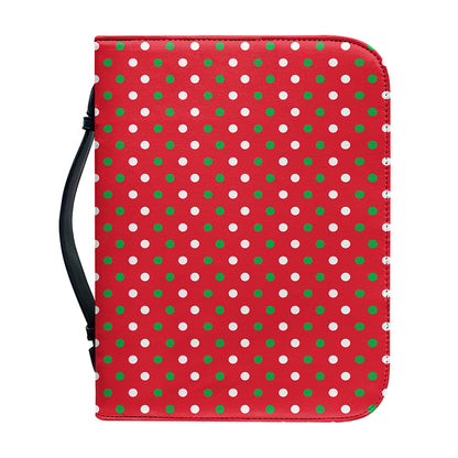 Christmas Polka Dot Pattern Print Leather Bible Cover