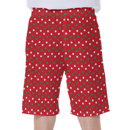 Christmas Polka Dot Pattern Print Men's Beach Shorts