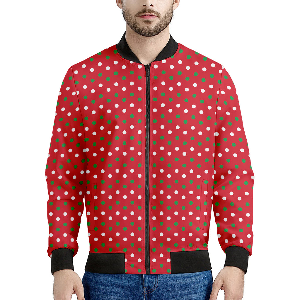 Christmas Polka Dot Pattern Print Men's Bomber Jacket