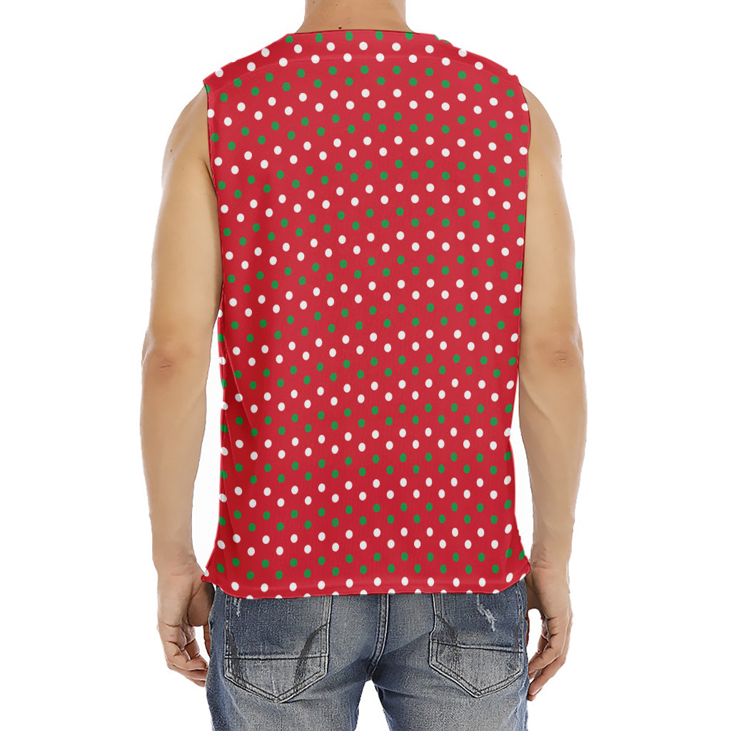 Christmas Polka Dot Pattern Print Men's Fitness Tank Top
