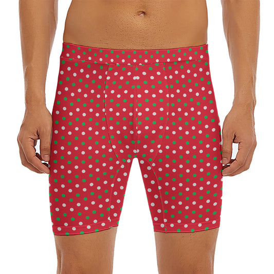 Christmas Polka Dot Pattern Print Men's Long Boxer Briefs