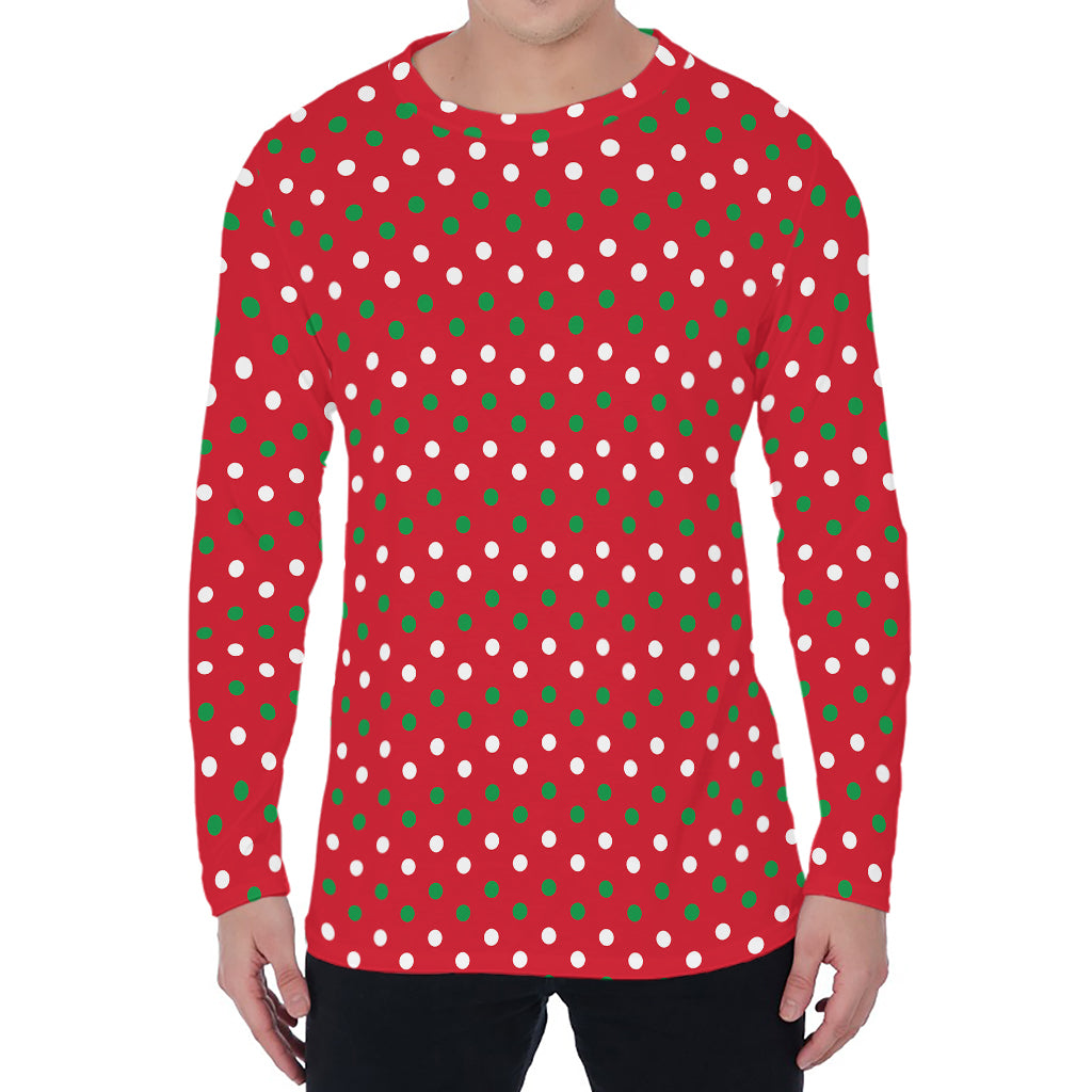 Christmas Polka Dot Pattern Print Men's Long Sleeve T-Shirt