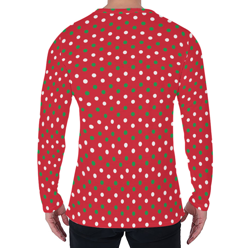 Christmas Polka Dot Pattern Print Men's Long Sleeve T-Shirt