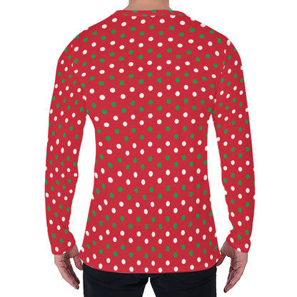 Christmas Polka Dot Pattern Print Men's Long Sleeve T-Shirt