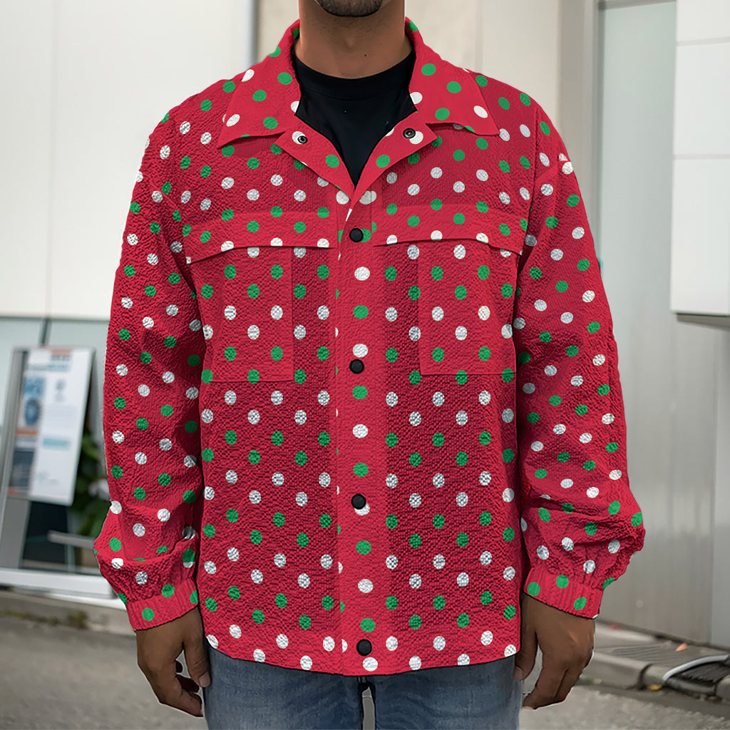 Christmas Polka Dot Pattern Print Men's Shirt Jacket