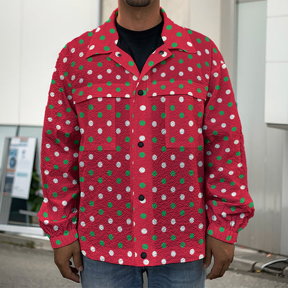 Christmas Polka Dot Pattern Print Men's Shirt Jacket