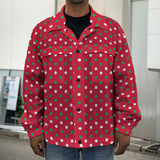 Christmas Polka Dot Pattern Print Men's Shirt Jacket