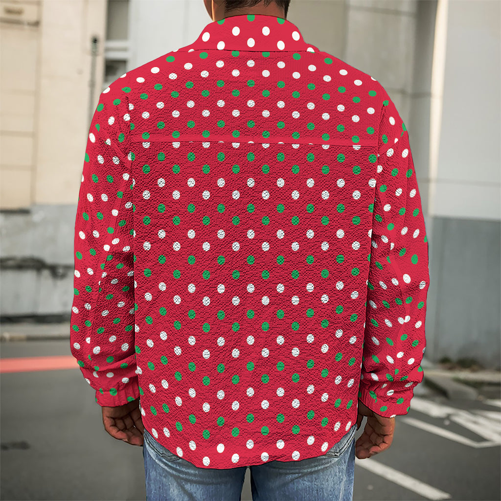 Christmas Polka Dot Pattern Print Men's Shirt Jacket