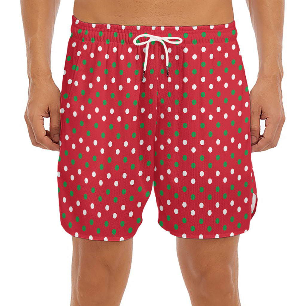 Christmas Polka Dot Pattern Print Men's Split Running Shorts