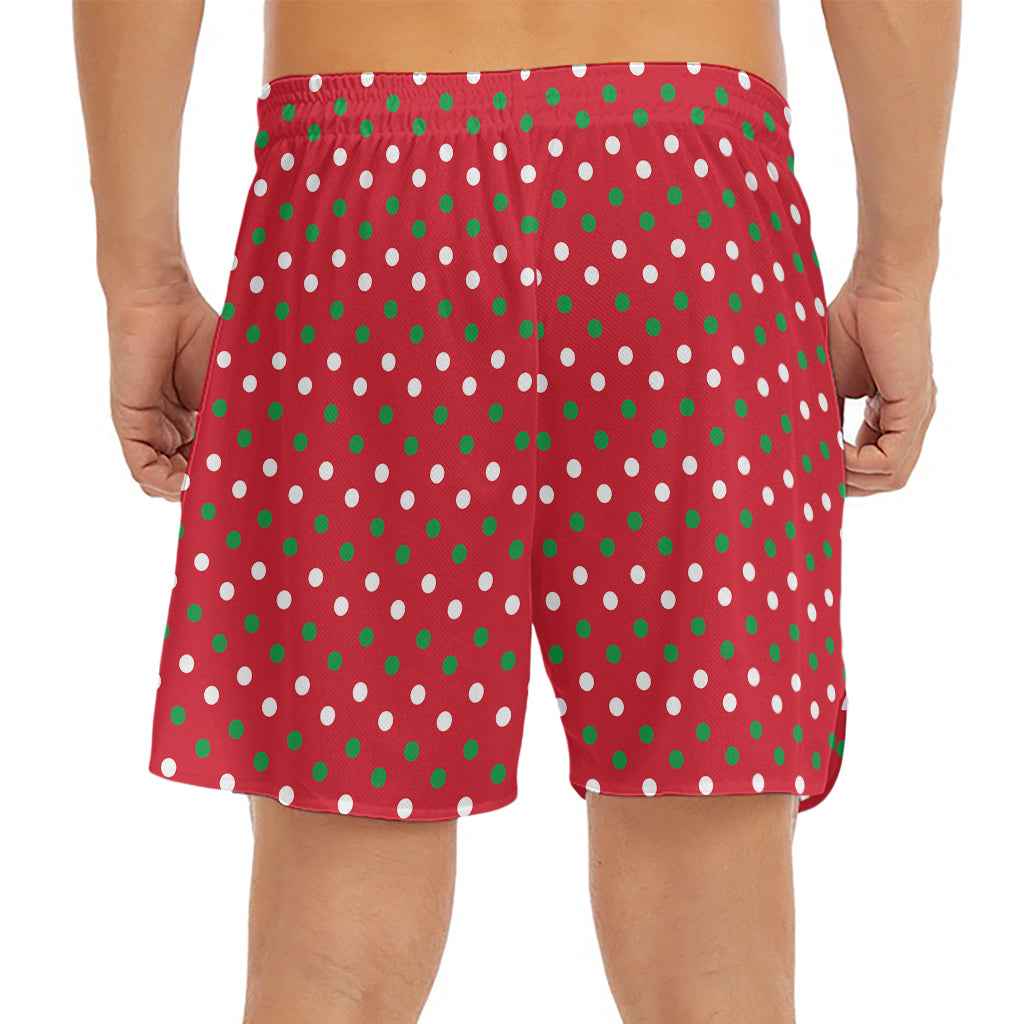 Christmas Polka Dot Pattern Print Men's Split Running Shorts