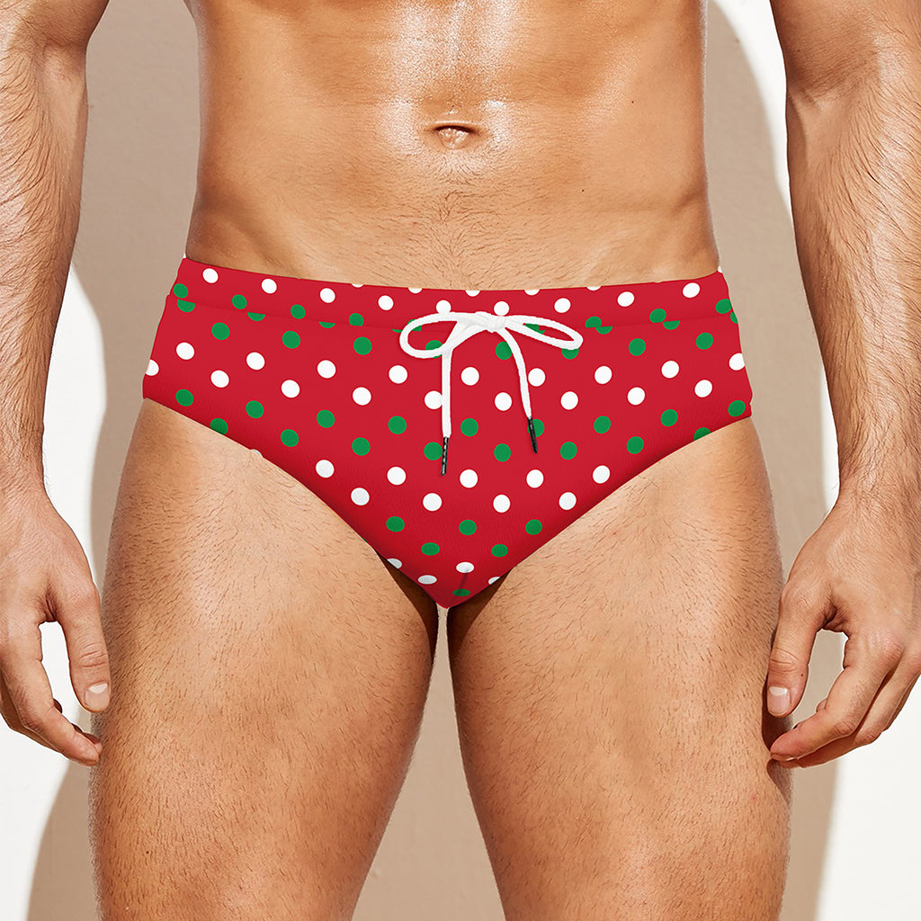 Christmas Polka Dot Pattern Print Men's Swim Briefs