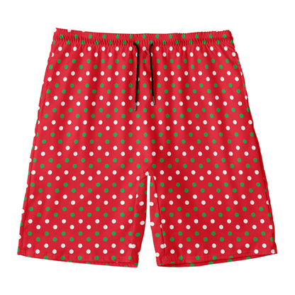 Christmas Polka Dot Pattern Print Men's Swim Trunks