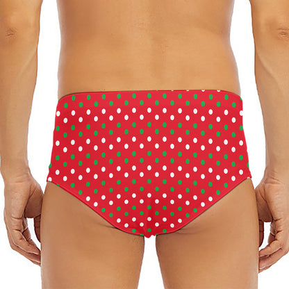 Christmas Polka Dot Pattern Print Men's Triangle Swim Briefs