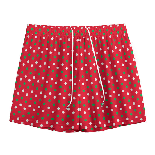 Christmas Polka Dot Pattern Print Mesh Shorts