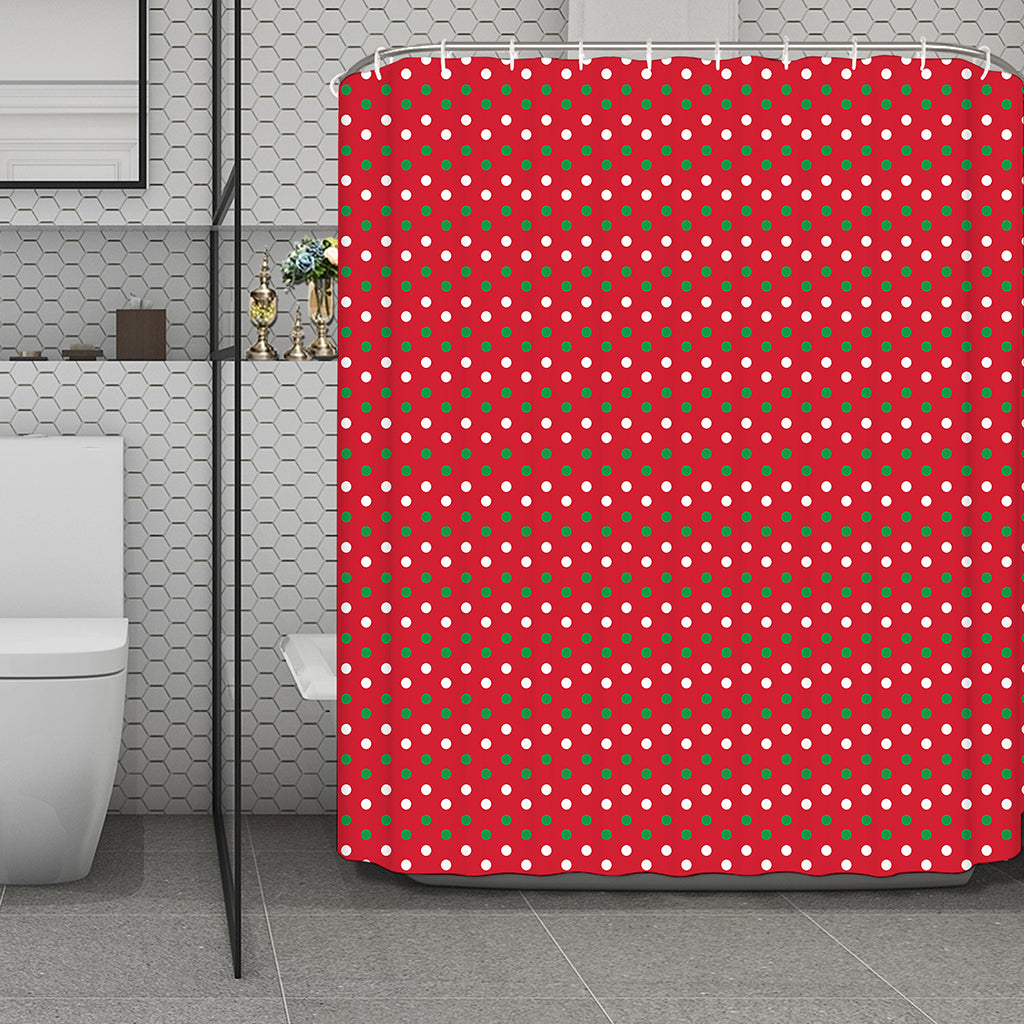 Christmas Polka Dot Pattern Print Polyester Shower Curtain