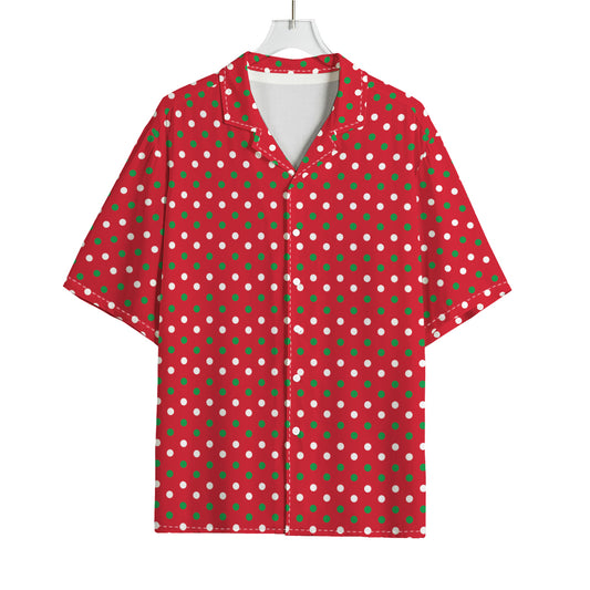 Christmas Polka Dot Pattern Print Rayon Hawaiian Shirt