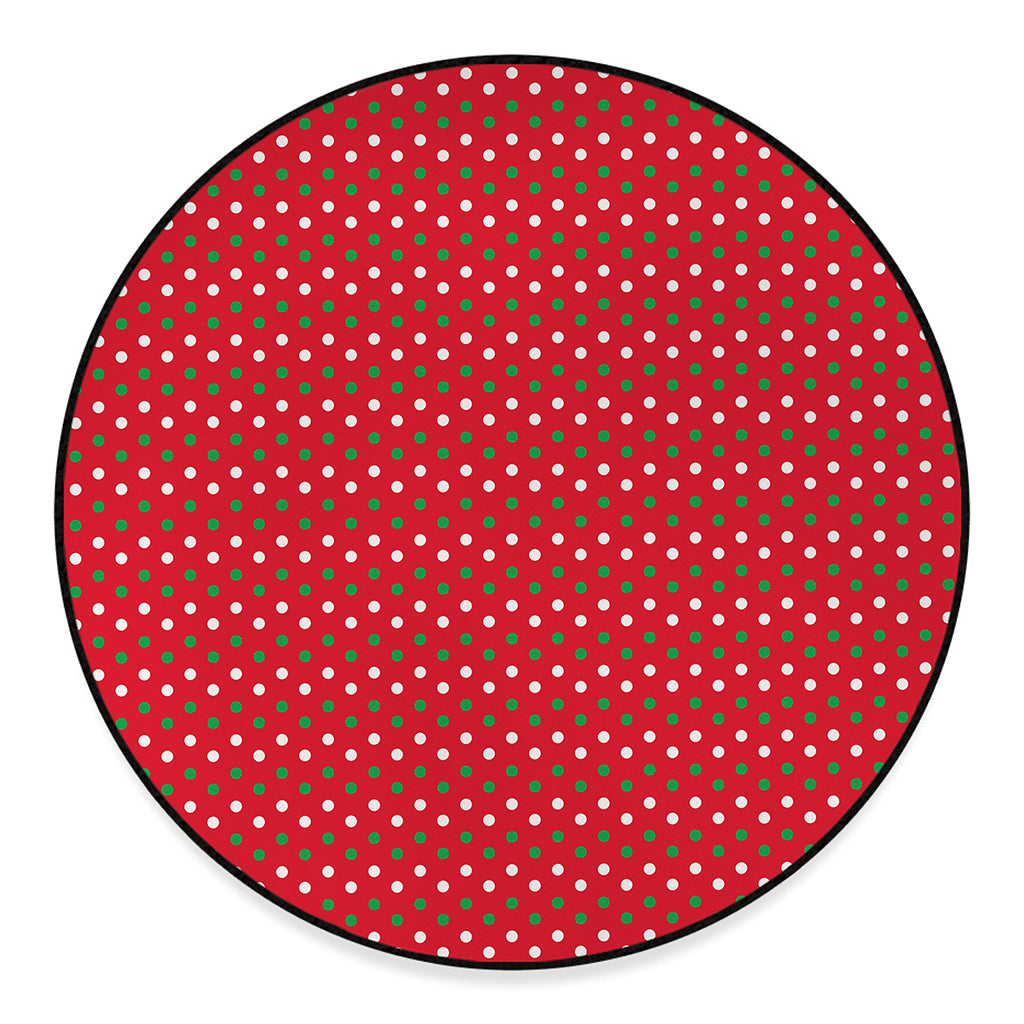 Christmas Polka Dot Pattern Print Round Floor Mat