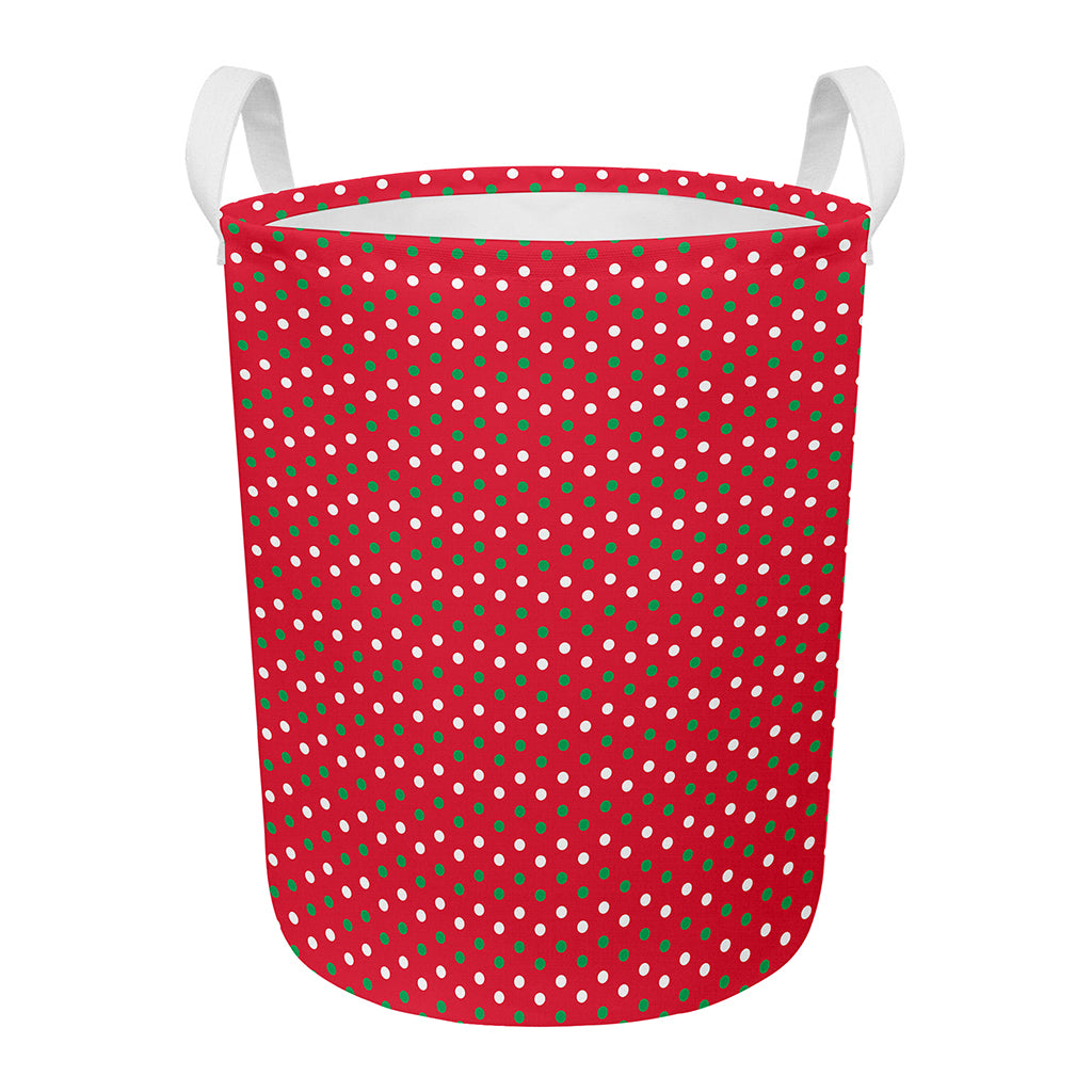 Christmas Polka Dot Pattern Print Round Laundry Basket