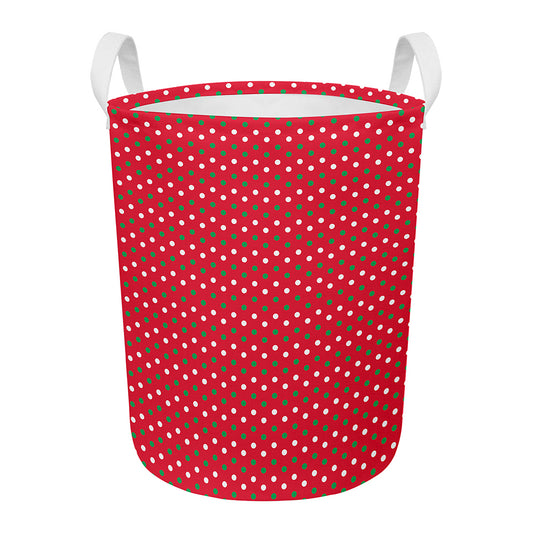 Christmas Polka Dot Pattern Print Round Laundry Basket