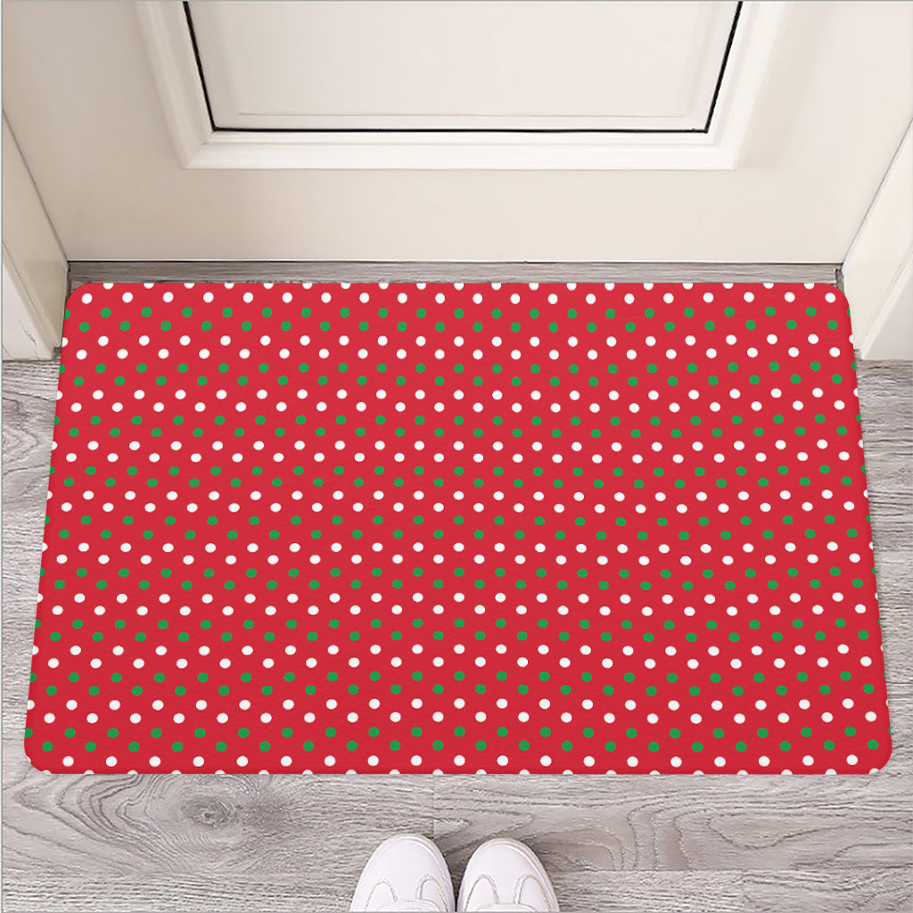 Christmas Polka Dot Pattern Print Rubber Doormat