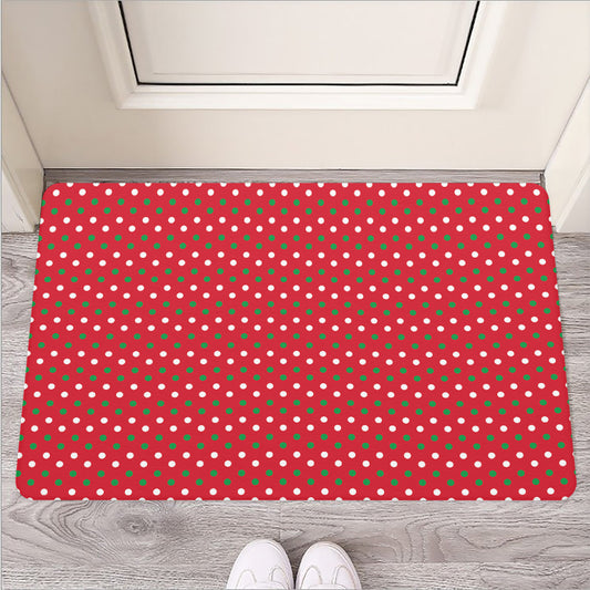 Christmas Polka Dot Pattern Print Rubber Doormat