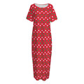 Christmas Polka Dot Pattern Print Short Sleeve Long Nightdress