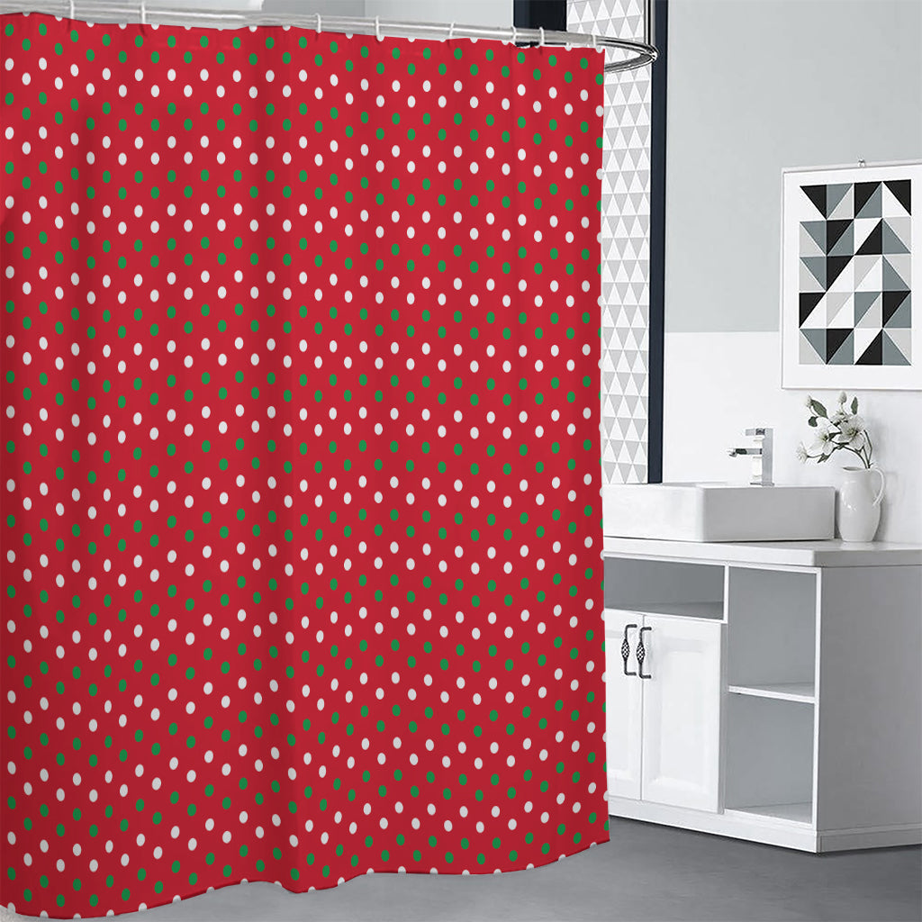 Christmas Polka Dot Pattern Print Shower Curtain