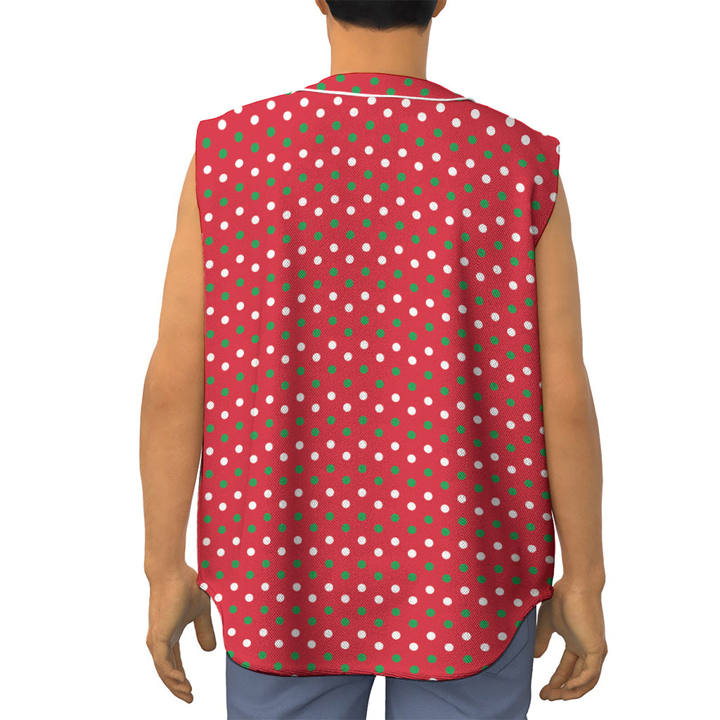 Christmas Polka Dot Pattern Print Sleeveless Baseball Jersey