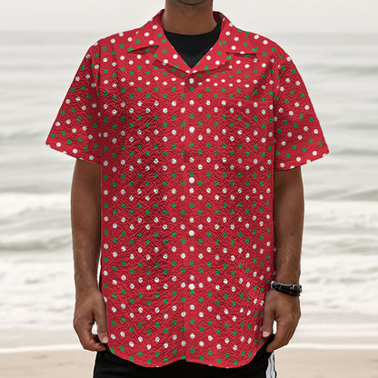 Christmas Polka Dot Pattern Print Textured Short Sleeve Shirt
