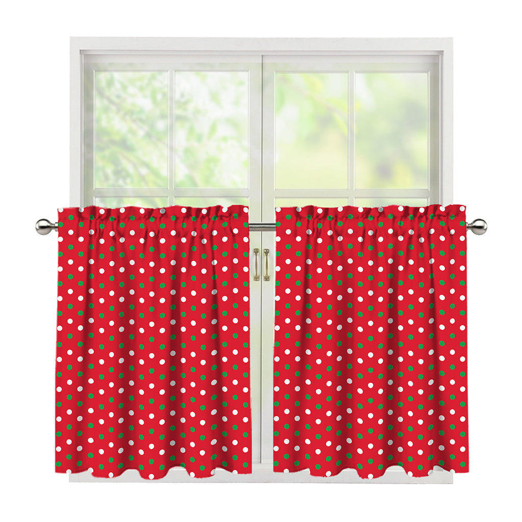 Christmas Polka Dot Pattern Print Tier Curtains