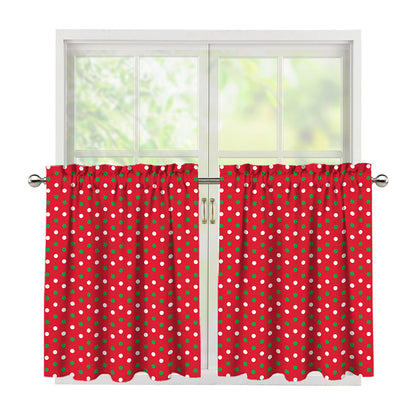 Christmas Polka Dot Pattern Print Tier Curtains
