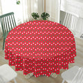 Christmas Polka Dot Pattern Print Waterproof Round Tablecloth