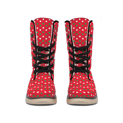 Christmas Polka Dot Pattern Print Winter Boots