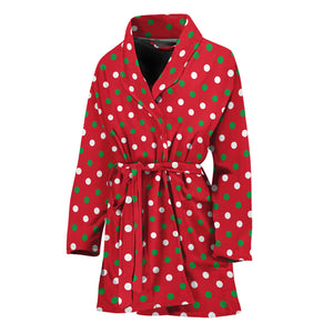 Christmas Polka Dot Pattern Print Women's Bathrobe