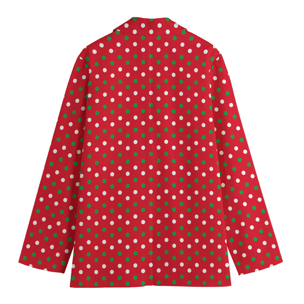 Christmas Polka Dot Pattern Print Women's Cotton Blazer