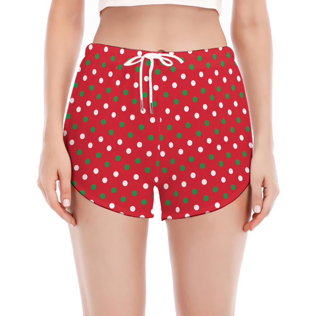 Christmas Polka Dot Pattern Print Women's Split Running Shorts