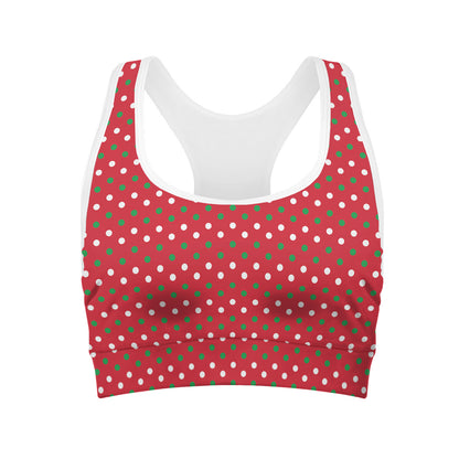 Christmas Polka Dot Pattern Print Women's Sports Bra