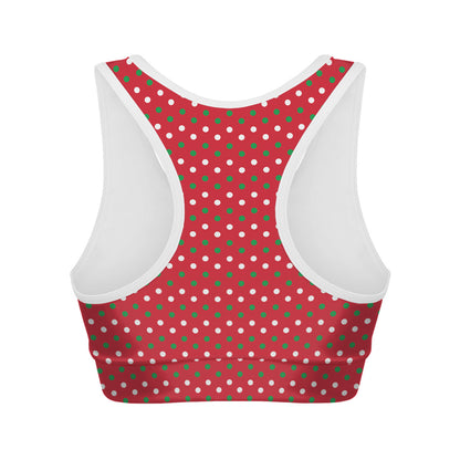 Christmas Polka Dot Pattern Print Women's Sports Bra