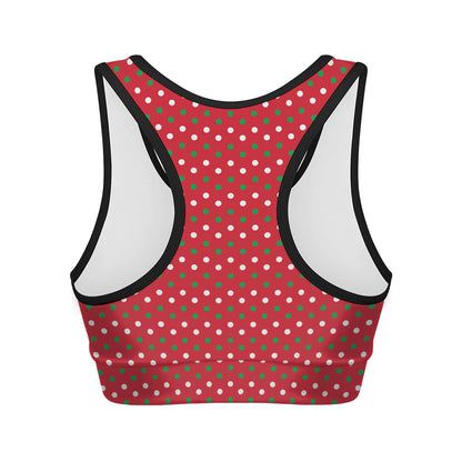Christmas Polka Dot Pattern Print Women's Sports Bra