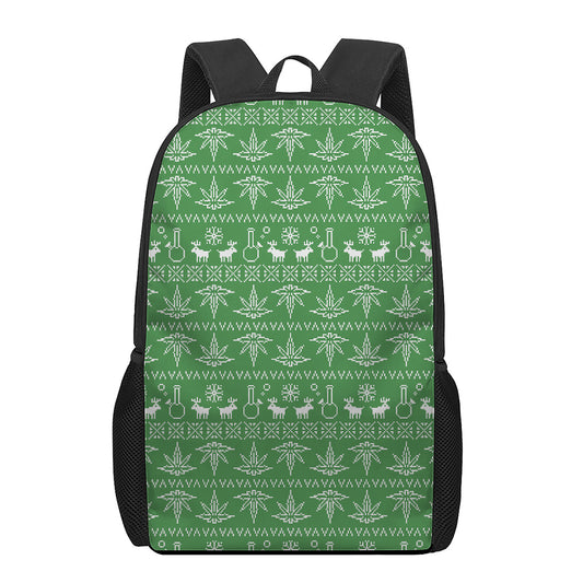 Christmas Pot Leaf Pattern Print 17 Inch Backpack