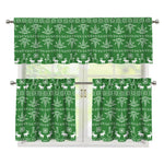 Christmas Pot Leaf Pattern Print 3 Piece Kitchen Curtains