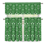 Christmas Pot Leaf Pattern Print 3 Piece Kitchen Curtains