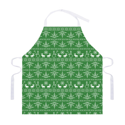 Christmas Pot Leaf Pattern Print Adjustable Apron